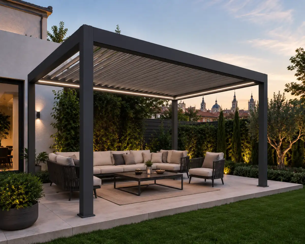 Pergolas bioclimatica en jardin de madrid Instalación de Pérgola Bioclimática en Jardín